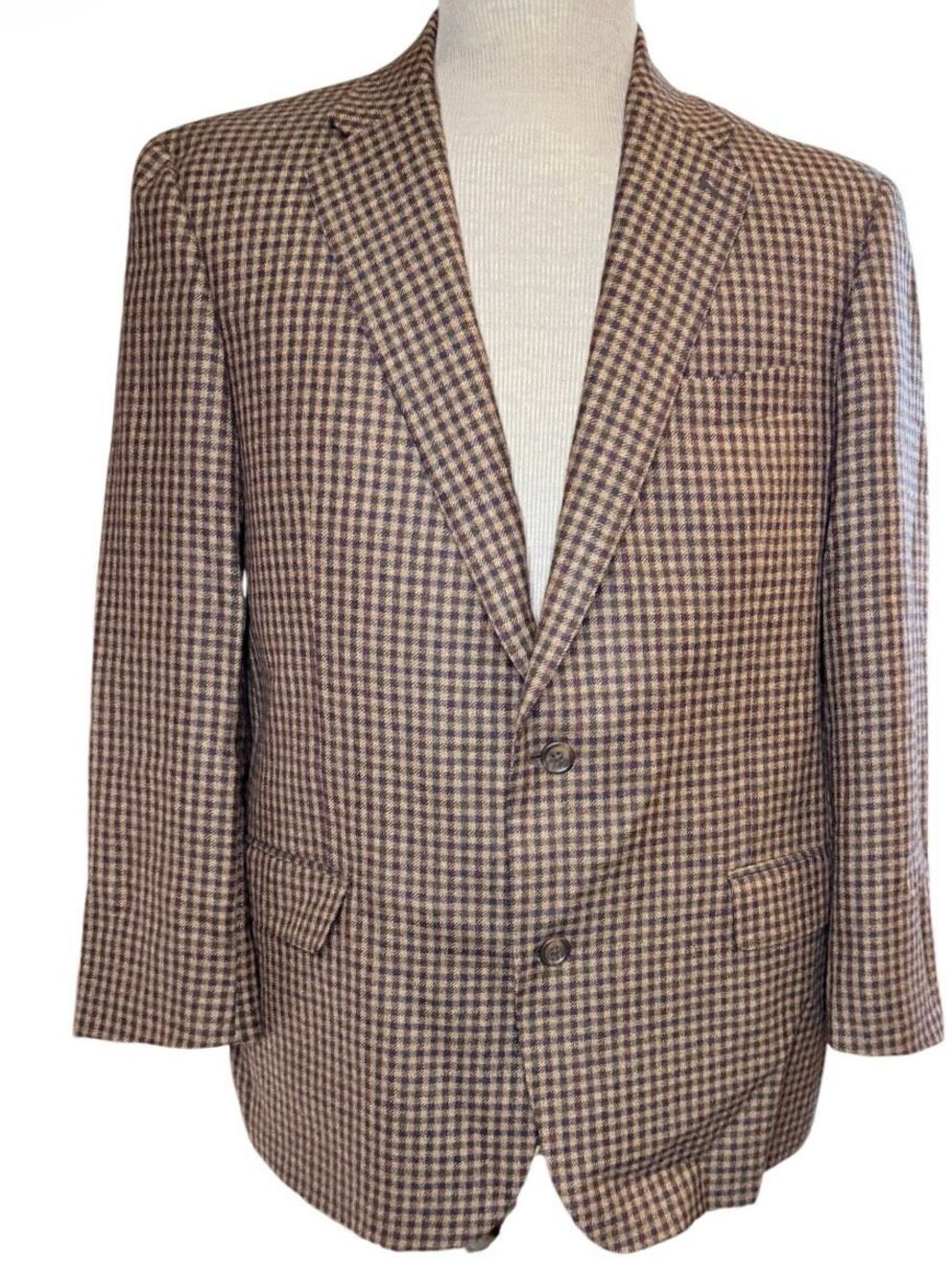 Paul Betenly Wool Blazer Sport Coat Men 44R Botto Giuseppe Biella Italy Plaid